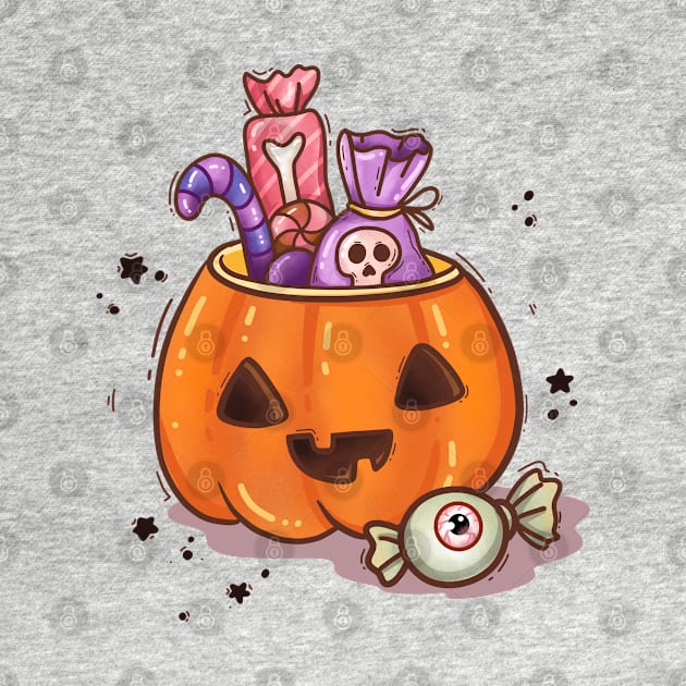 Halloween pumpkin with candies by Rub14ekArts